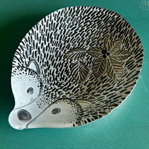 Turkish, Hedgehog plate. Silver bottom 7 1/8”x 9 1/2”